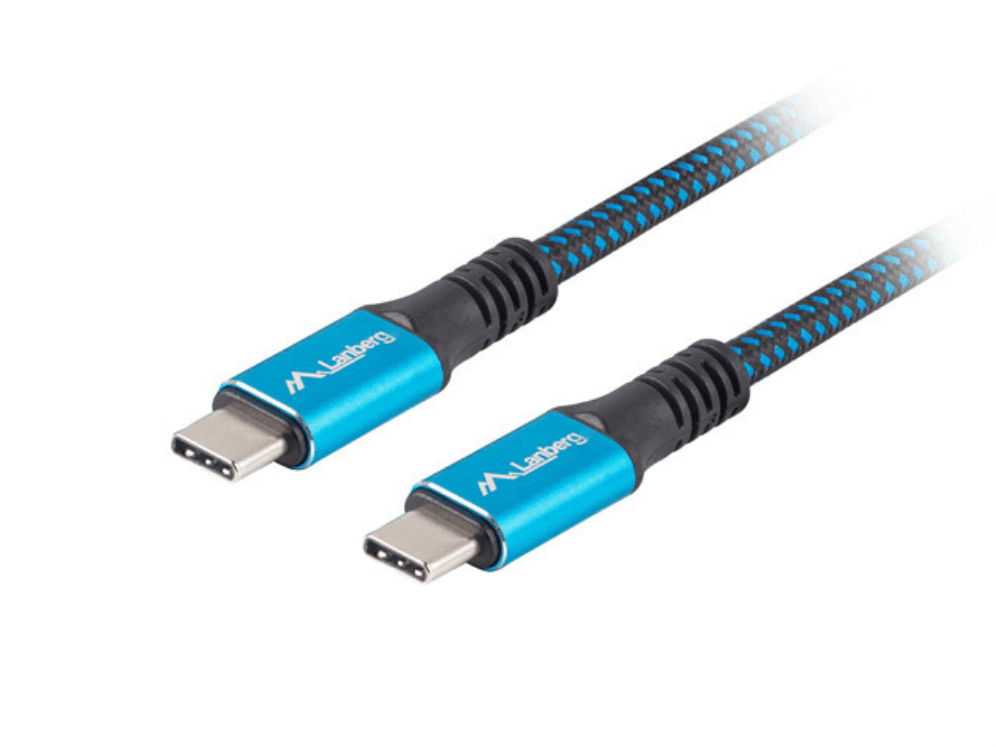 Cable USB-C 4.0 Lanberg Macho/Macho 0.5m 100W 8K 30Hz Negro/Azul — imagen 1