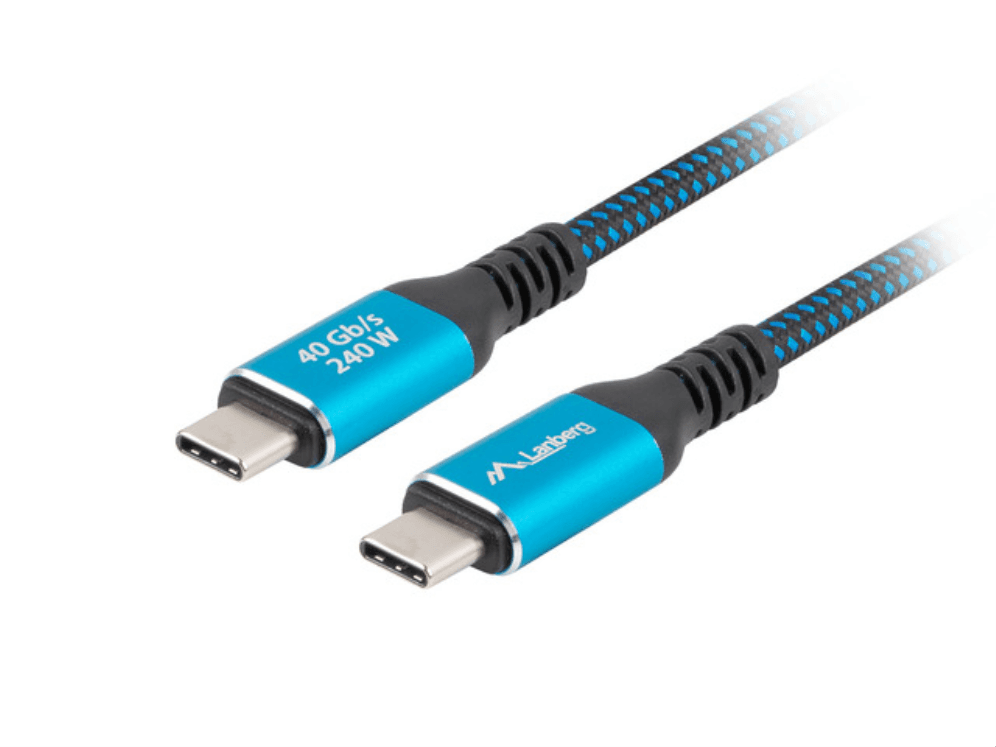 CABLE USB-C 4.0 LANBERG MACHO/MACHO 1.5M 240W 8K 60HZ NEGRO/AZUL — imagen 1