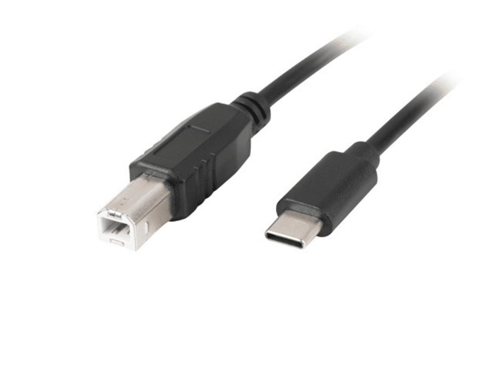 Cable USB Lanberg USB-C M a USB-B M 2.0 1.8m Ferrita Negro — imagen 1