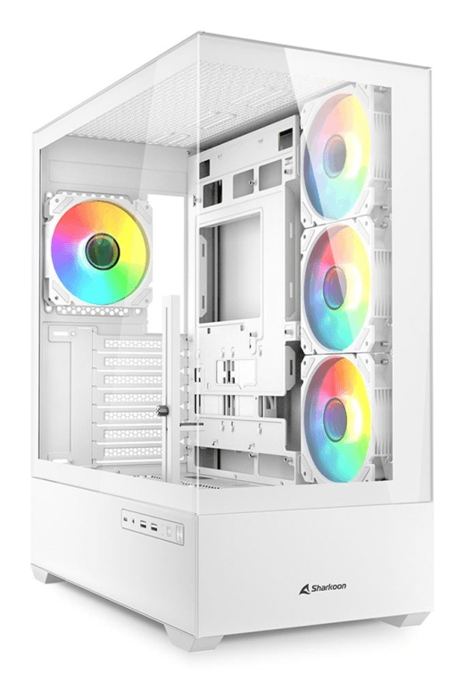 Caja ATX Sharkoon Gaming AK6 TGV 4xVentiladores 2xUSB Blanca — imagen 1