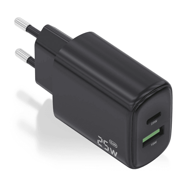Cargador Aisens Gan 25W, 1xUSB-C PD3.0, 1xUSB-A QC3.0, Negro — imagen 1