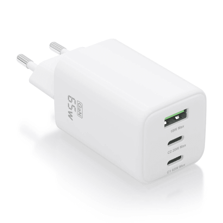 Cargador Aisens GaN 65W 2xUSB-C PD3.0 QC4.0 USB-A QC3.0 Blanco — imagen 1