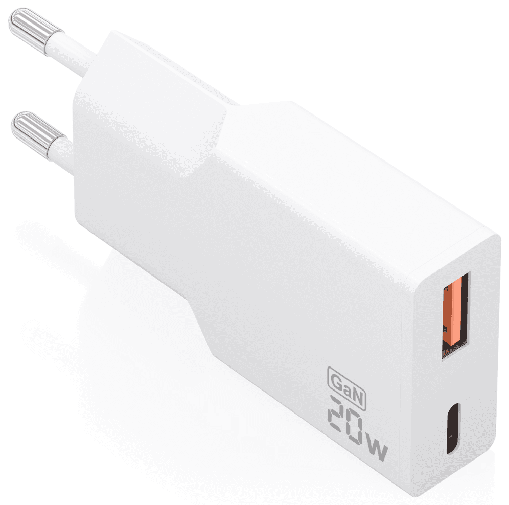 CARGADOR AISENS ULTRA DELGADO GaN 20W 1xUSB-C PD3.0 QC4.0 1xUSB-A QC3.0 BLANCO — imagen 1