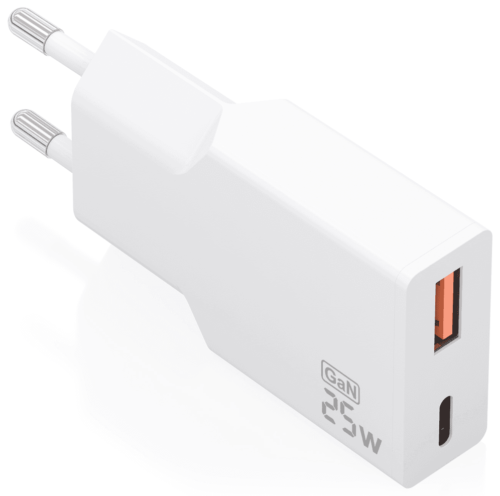 CARGADOR AISENS ULTRA DELGADO GaN 25W 1xUSB-C PD3.0 QC4.0 1xUSB-A QC3.0 BLANCO — imagen 1