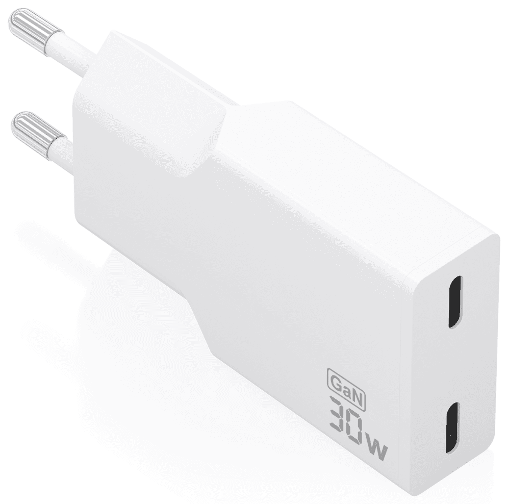 CARGADOR AISENS ULTRA DELGADO GaN 30W 2xUSB-C PD3.0 BLANCO — imagen 1