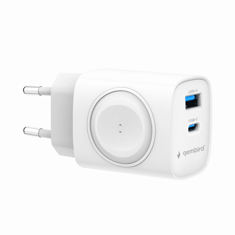 Cargador Gembird 2-1 Usb Carga Rapida + Apple Watch Blanco — imagen 1