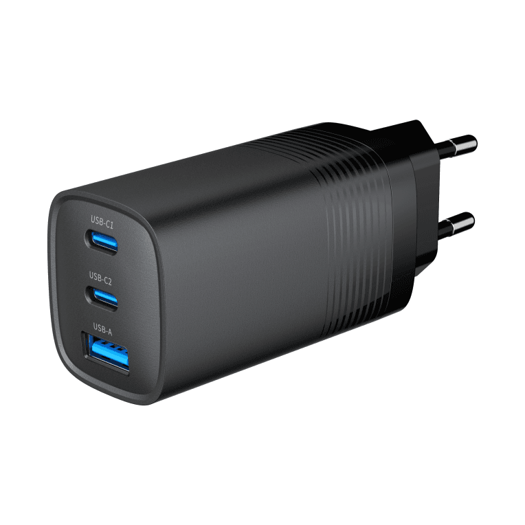 Cargador Gembird Power Delivery Gan 3 Puertos 65W Negro — imagen 1