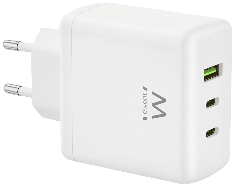 CARGADOR MOVIL EWENT EW1333 GAN RAPIDO 65W 2XUSB-C PD USB-A QC 1 — imagen 1
