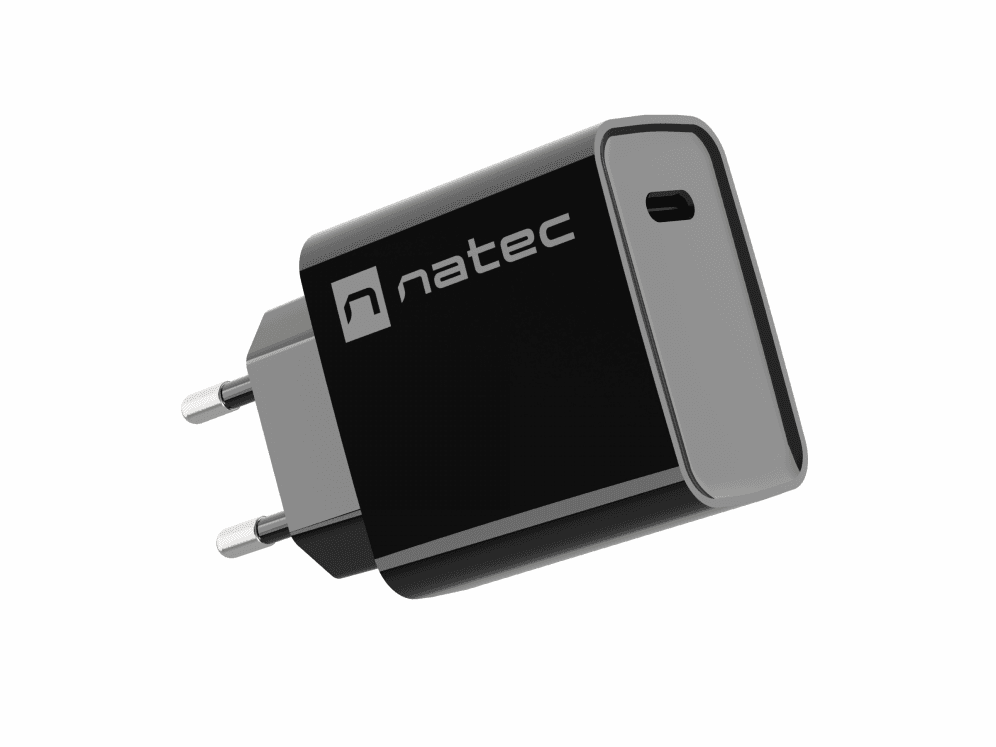 Cargador Natec NUC-2060 Ribera 20W 1xUSB-C PD3.0 QC3.0 Negro