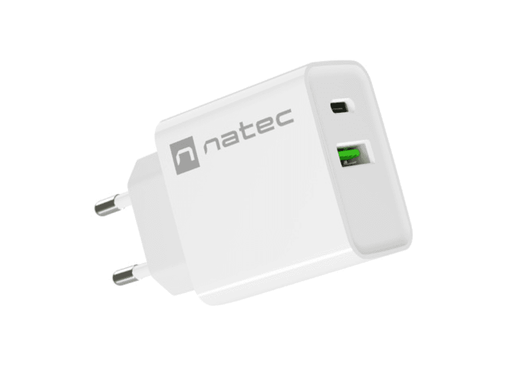 Cargador Natec NUC-2061 Ribera 20W 1xUSB-A + 1xUSB-C PD3.0 QC3.0 Blanco