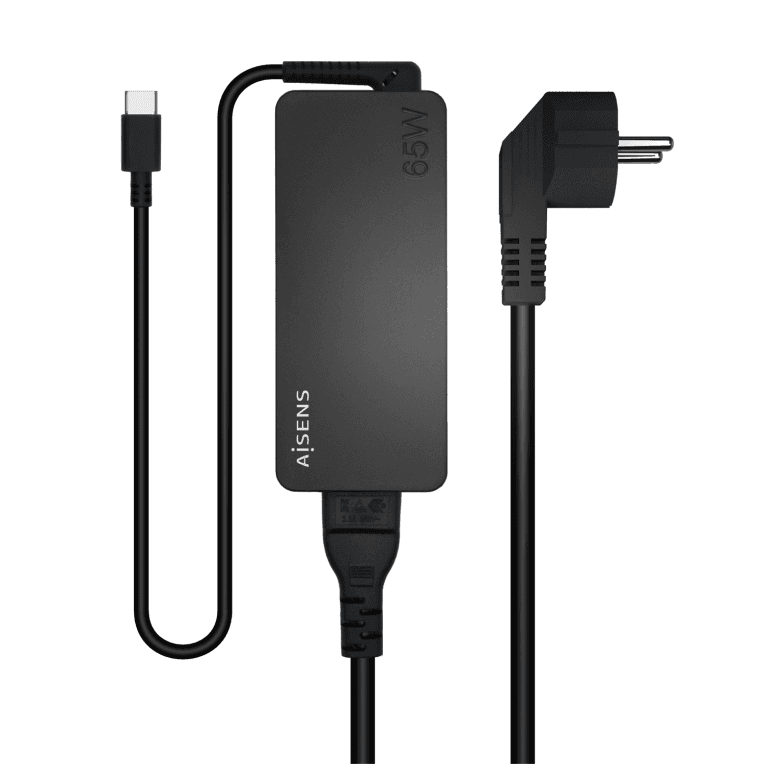 Cargador para portátil Aisens 65W PD3.0 USB-C 1.8m Negro