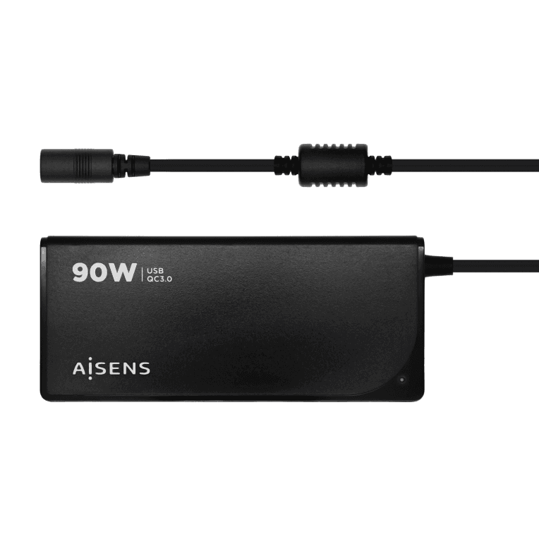 Cargador para portátil o Inversor Aisens ASLC-90WAUTO-BK 90W Automático Universal Portátil 12 Conectores USB-A QC3.0 Negro