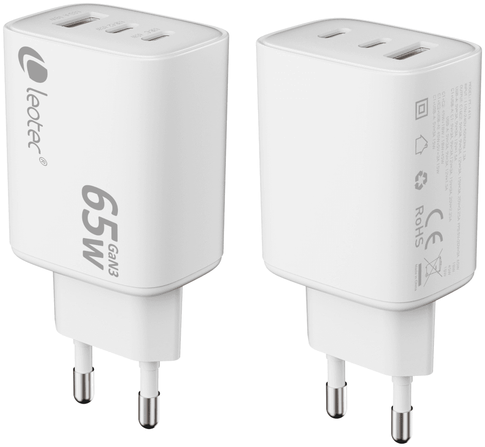 Cargador universal Leotec 65W Ultra Slim 2xUSB Tipo-C 1xUSB Tipo-A — imagen 1