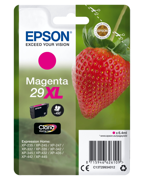 Cartucho de Tinta Silla Epson Claria 29XL Magenta XP235 XP332 XP335 XP432 XP435