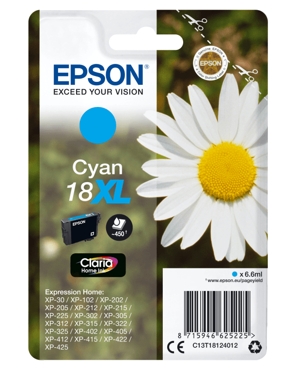 Cartucho de Tinta Silla Epson Expresion Home 18XL Cian XP102 205 215 305 405