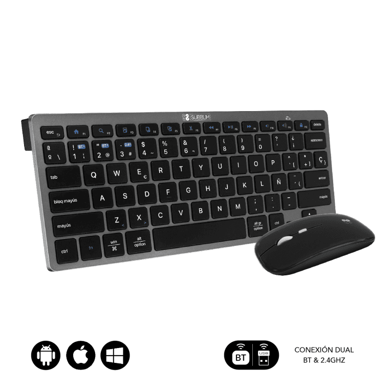 Combo Teclado Ratón Subblim Multidispositivo Bluetooth Gris/Negro