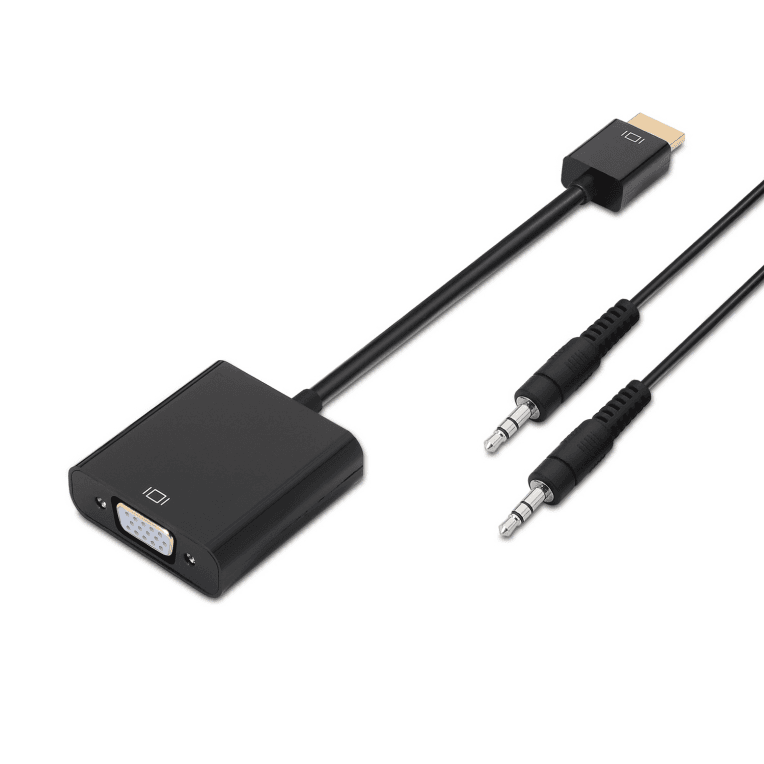 Conversor Aisens HDMI A/M-SVGA/H+Jack 3.5/H Negro 10cm+1.0m — imagen 1