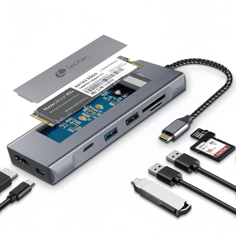 Docking Station Leotec 8 en 1 con Caja Externa SSD M.2 — imagen 1