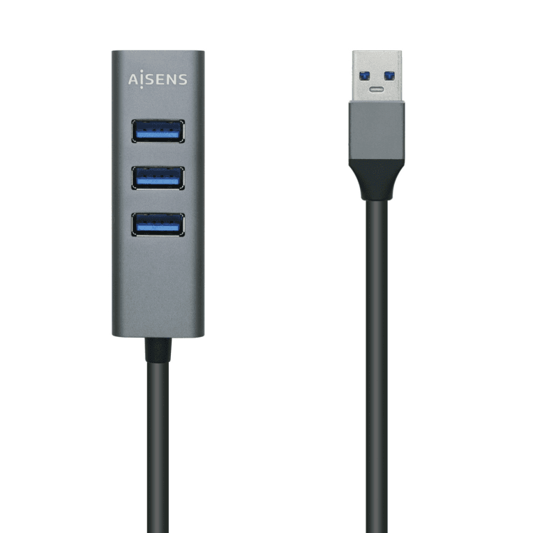 Hub Aisens USB 3.0 Aluminio Tipo A M-4xTipo A H Gris 10cm — imagen 1