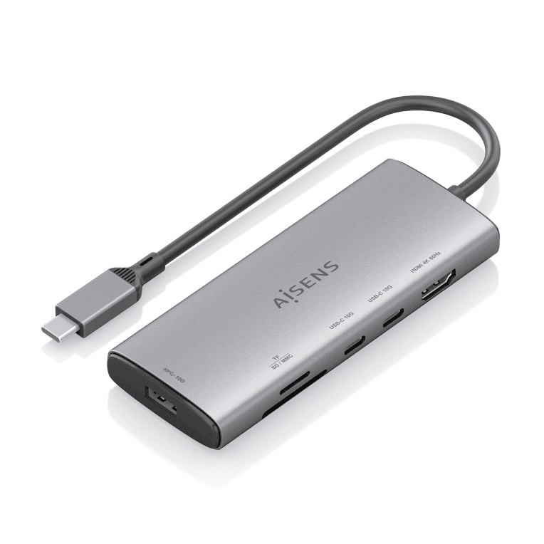 Hub Aisens USB-C 6 en 1 HDMI USB-A 10G 2xUSB-C 10G SD Micro SD 20cm — imagen 1