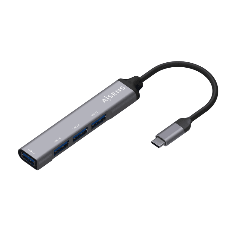 HubAisens USB 3.1 USB-C USB-C/M-4xTipo A/H Gris 10cm