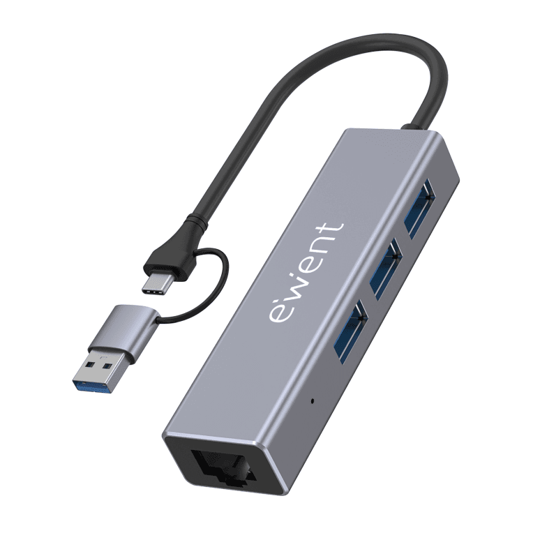 HubEwent 3 Puertos USB-A 3.1 + 1 Puerto Gigabit, Compatible USB-C