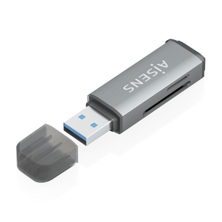 Lector de Tarjetas Aisens SD Micro SD MMC RS-MMC MMC Micro USB-A Gris