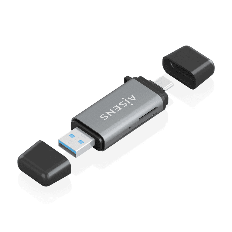 Lector de Tarjetas Aisens SD Micro SD MMC RS-MMC MMC Micro USB-A USB-C Gris