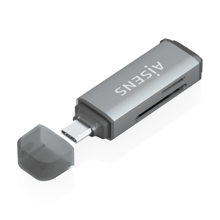 Lector de Tarjetas Aisens SD Micro SD MMC RS-MMC MMC Micro USB-C Gris