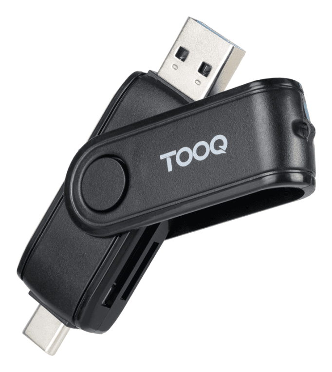 Lector de Tarjetas Tooq USB-C 2.0+USB-A 3.0 SD/TF Negro — imagen 1