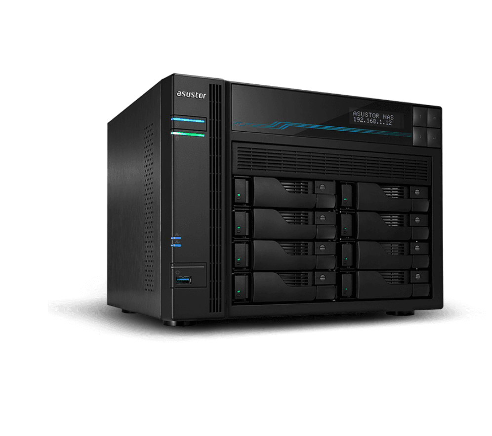 NAS ASUSTOR TOWER 8 BAY QUAD-CORE 8GB DDR4 10 GBE X 2 2.5 GBE X 2 USB 3.2