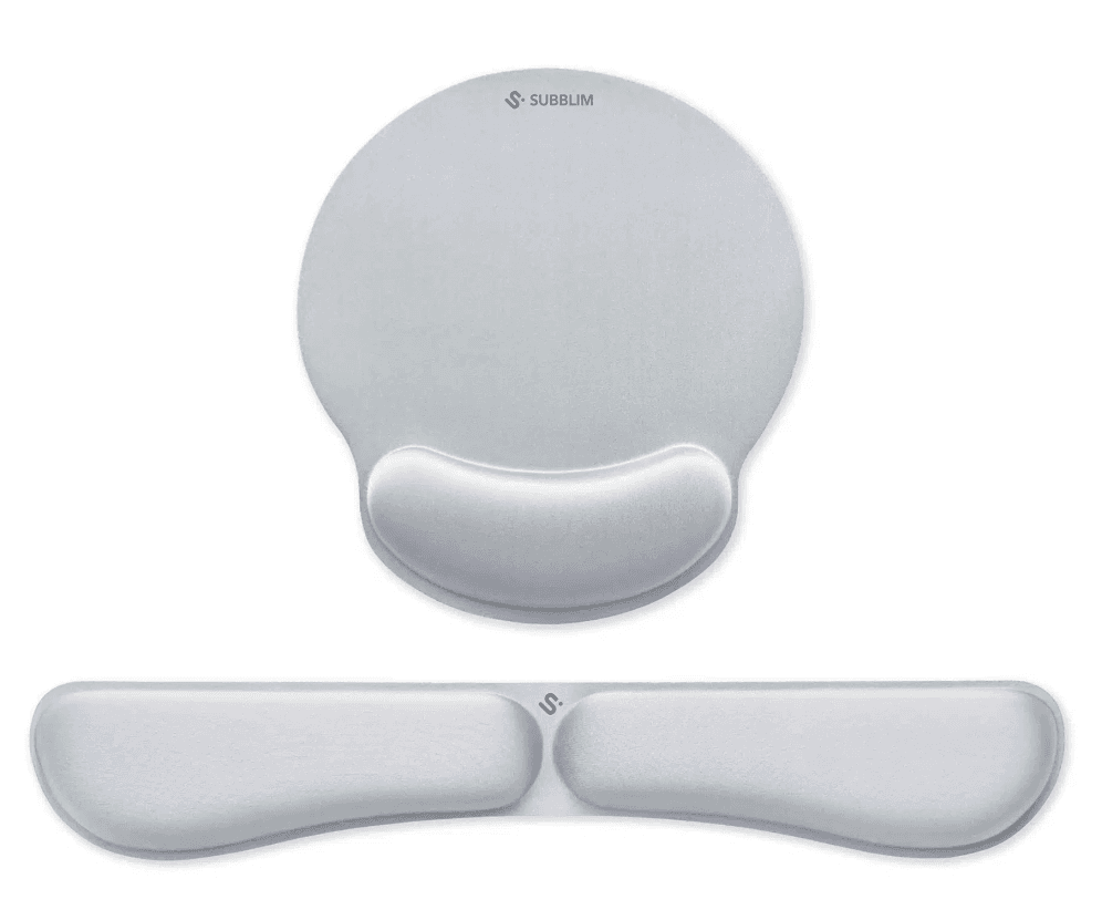 PACK SUBBLIM ERGO MEMORYFLEX -REPOSAMUÑECAS TECLADO Y RATON PLATA