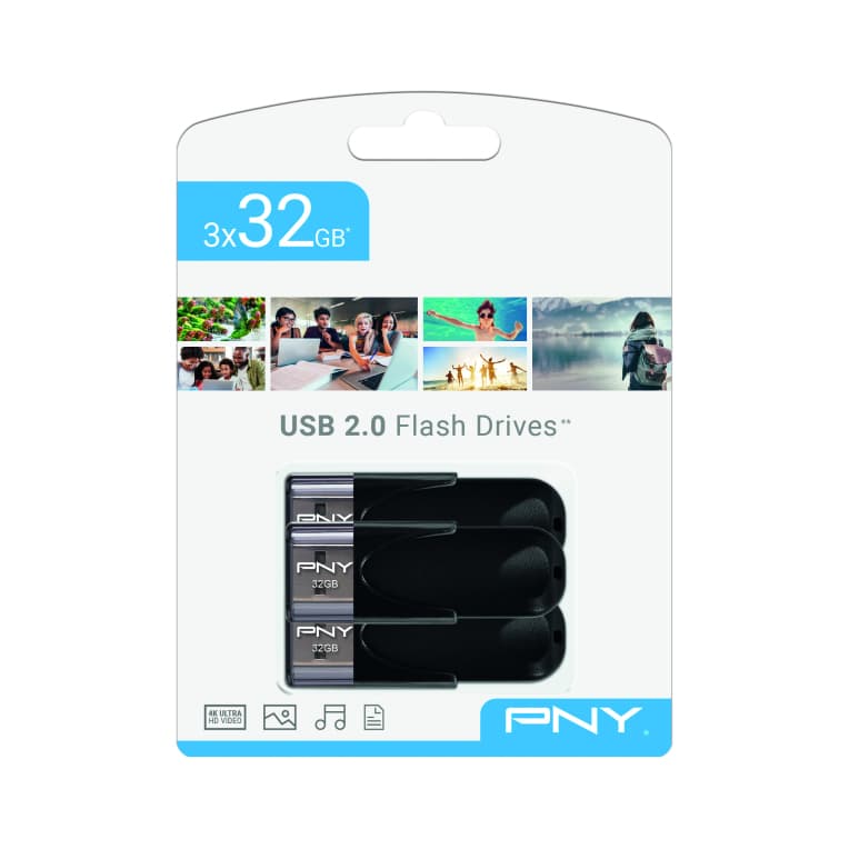 Pendrive USB 2.0 Pny 32GB Attache 4 Pack 3x32GB FD32GATT4KKKX3-EF — imagen 1