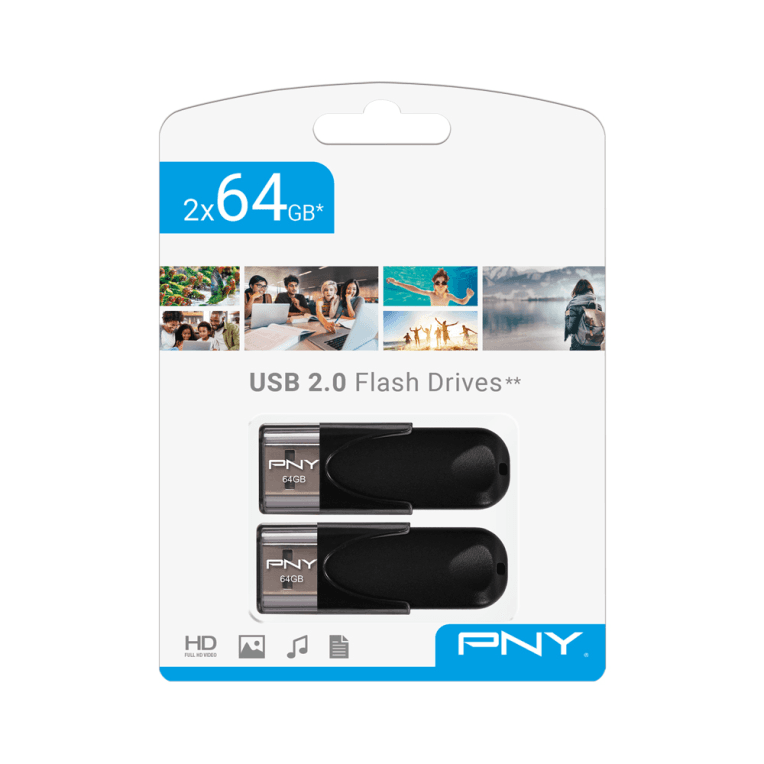 Pendrive USB 2.0 Pny 64GB Attache 4 Negro Pack 2x64GB