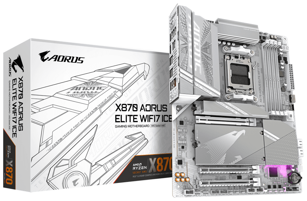 PLACA BASE GIGABYTE X870 A ELITE WF7 ICE G10 AM5 ATX 4XDDR5 — imagen 1