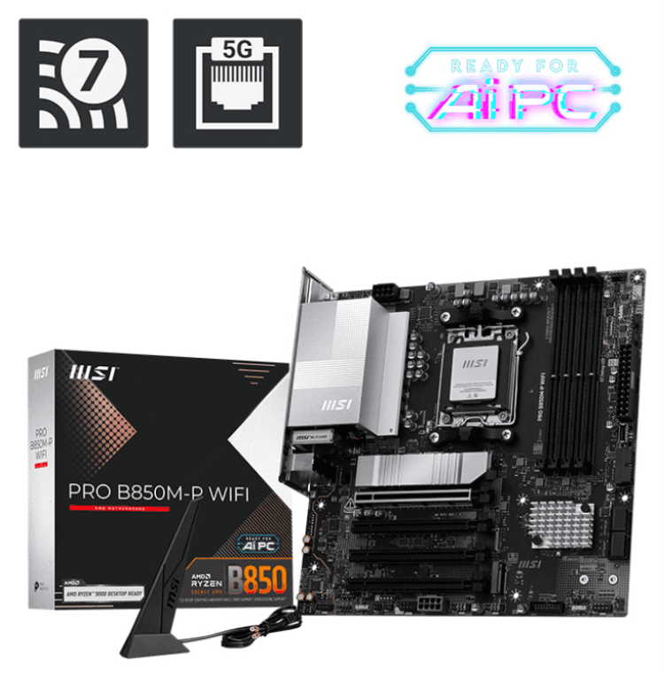 PLACA BASE MSI PRO B850M-P WIFI PCI-E x16 Gen5, M.2 Gen5 — imagen 1