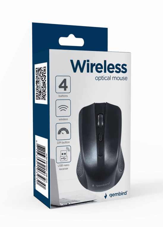 Ratón Gembird Óptico 4 Botones Negro RF Inalámbrico Pilas — imagen 1