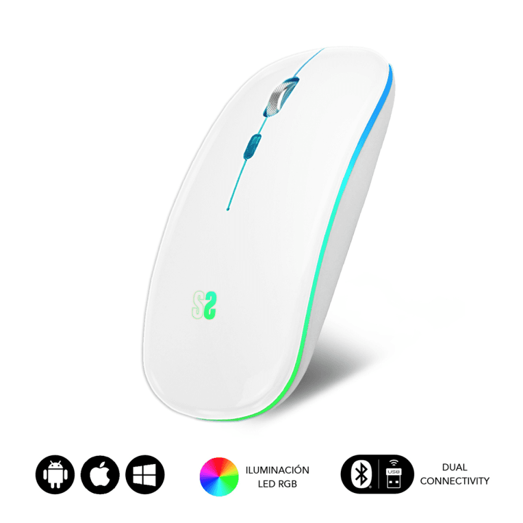 Ratón Subblim LED Dual Flat RGB White Bluetooth Batería Recargable — imagen 1