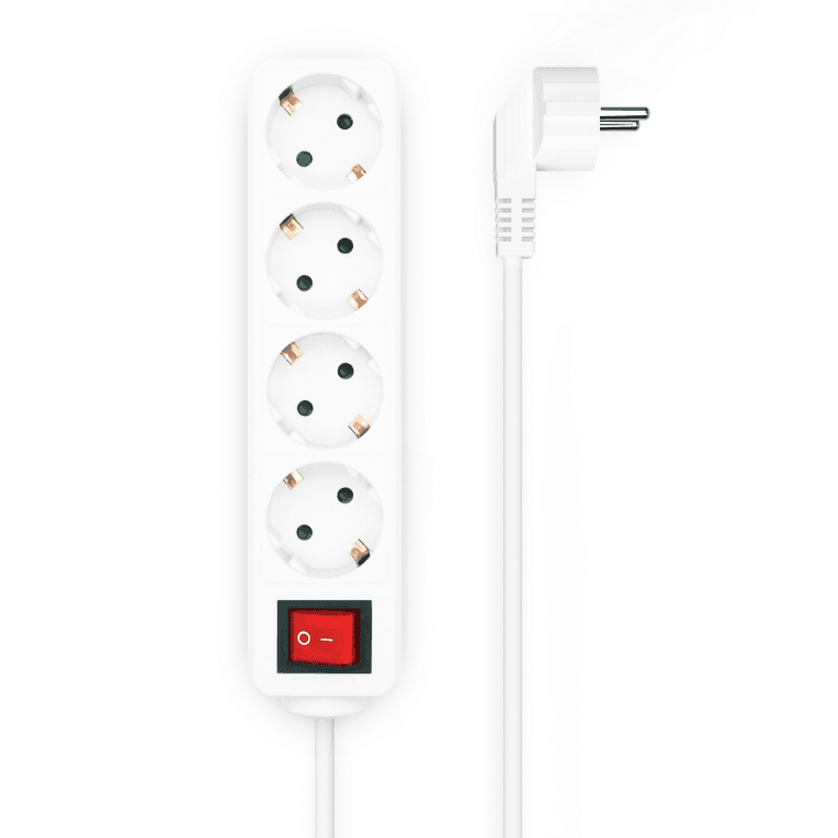 Regleta Aisens Base 4 Tomas Interruptor Cable 3x1.5mm2 1.4M Blanco — imagen 1