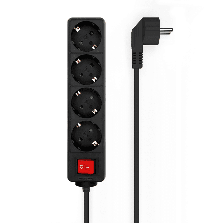 Regleta Aisens Base 4 Tomas Interruptor Cable 3x1.5mm2 1.4M Negro — imagen 1