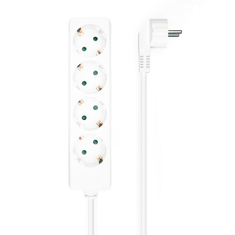 Regleta Aisens Base 4 Tomas Sin Interruptor Cable 3x1.5mm2 1.4M Blanco — imagen 1