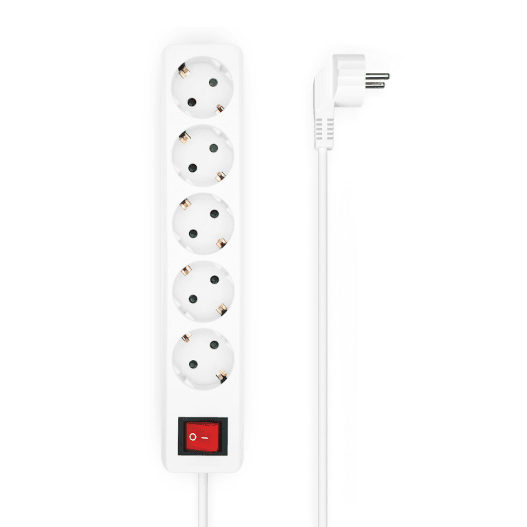 Regleta Aisens Base 5 Tomas Interruptor Cable 3x1.5mm2 1.4M Blanco — imagen 1