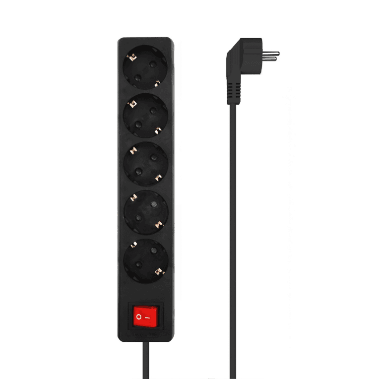Regleta Aisens Base 5 Tomas Interruptor Cable 3x1.5mm2 1.4M Negro — imagen 1