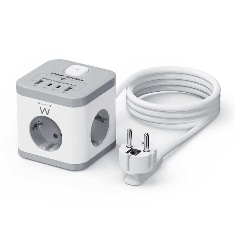 Regleta Cubo Ewent Bloque 3 Tomas Shucko & 2 USB-A & 2USB-C — imagen 1