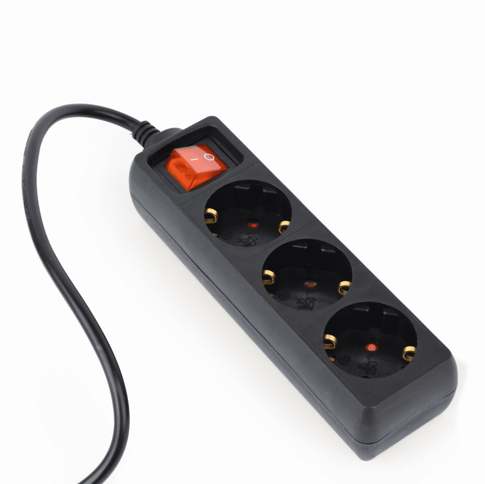 Regleta Gembird EG-PSU3-01 3 Schuko Inter con Fusible 10 A Enc C14 Cable 0.6 m Negro