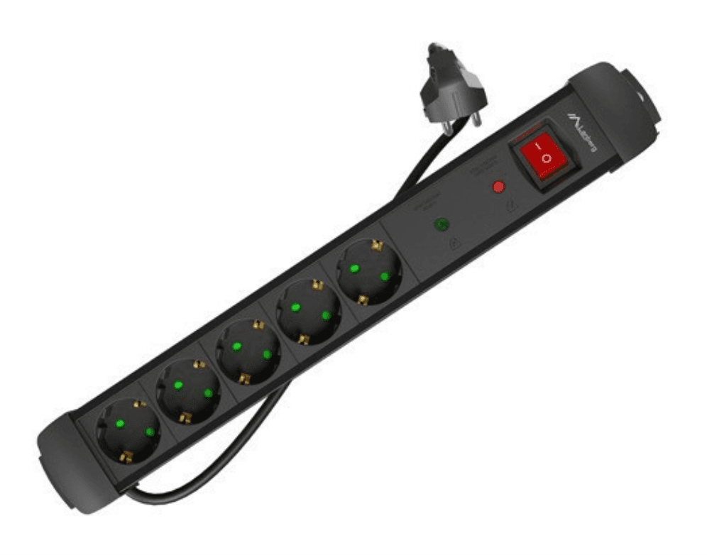 Regleta Lanberg SP1 5 Tomas Schuko Proteccion Hasta 2500W Negra 5M — imagen 1