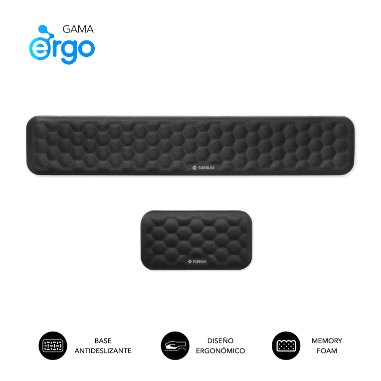 Reposamuñecas para Teclado y ratón Subblim Ergo AirPadding Negro