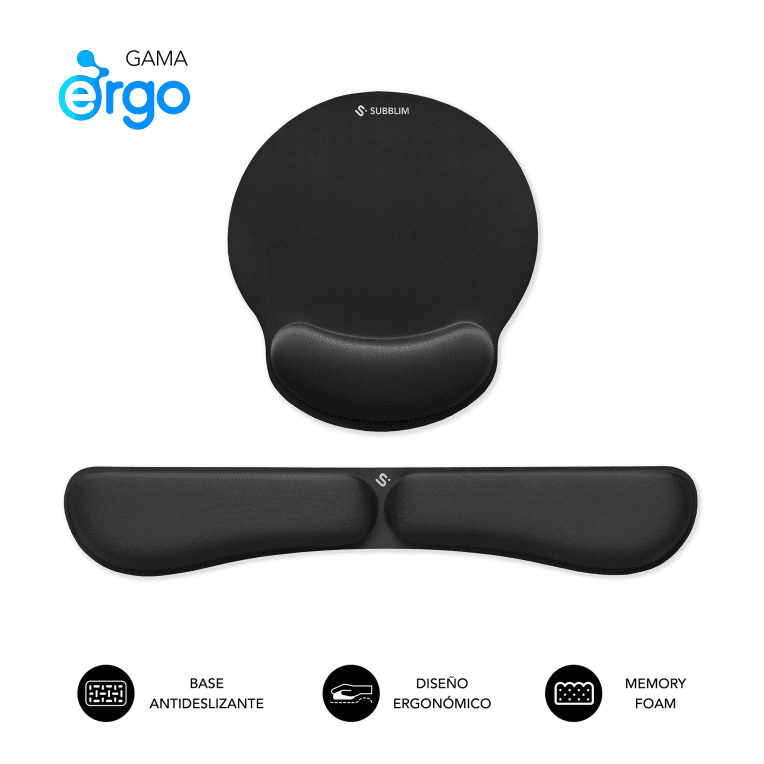 Reposamuñecas para Teclado y ratón Subblim Ergo MemoryFlex Negro
