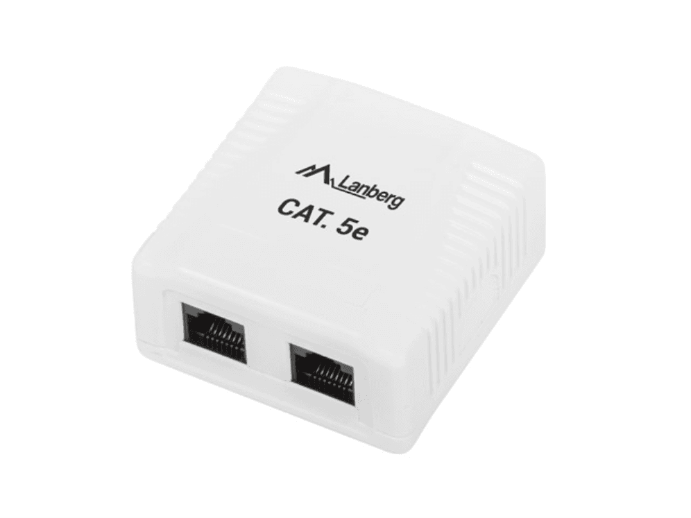 ROSETA DE SUPERFICIE LANBERG CAT.5E UTP 2X TOMA RJ45 BLANCO