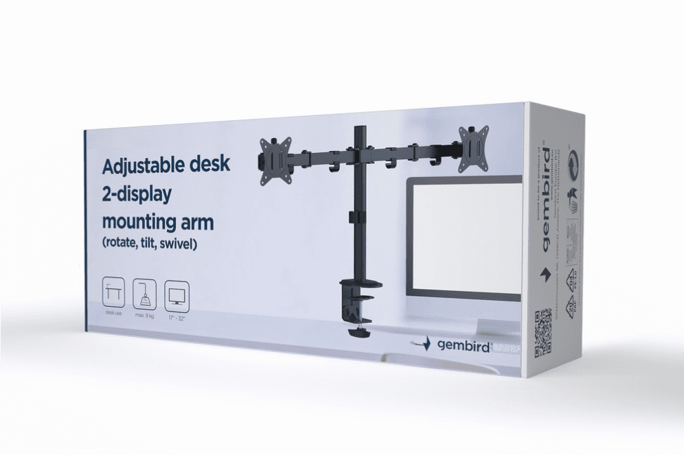 Soporte Gembird MA-D2-01 Inclinable Pared 2 Pantallas 17-32'' Hasta 9 Kg — imagen 1